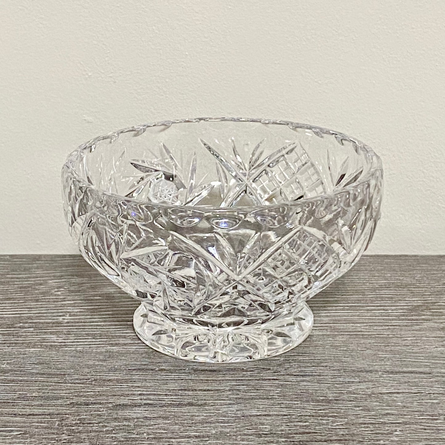 Vintage Bohemia Lead Glass Heavy Flower Rose Vase Bowl With Removable Metal Grid