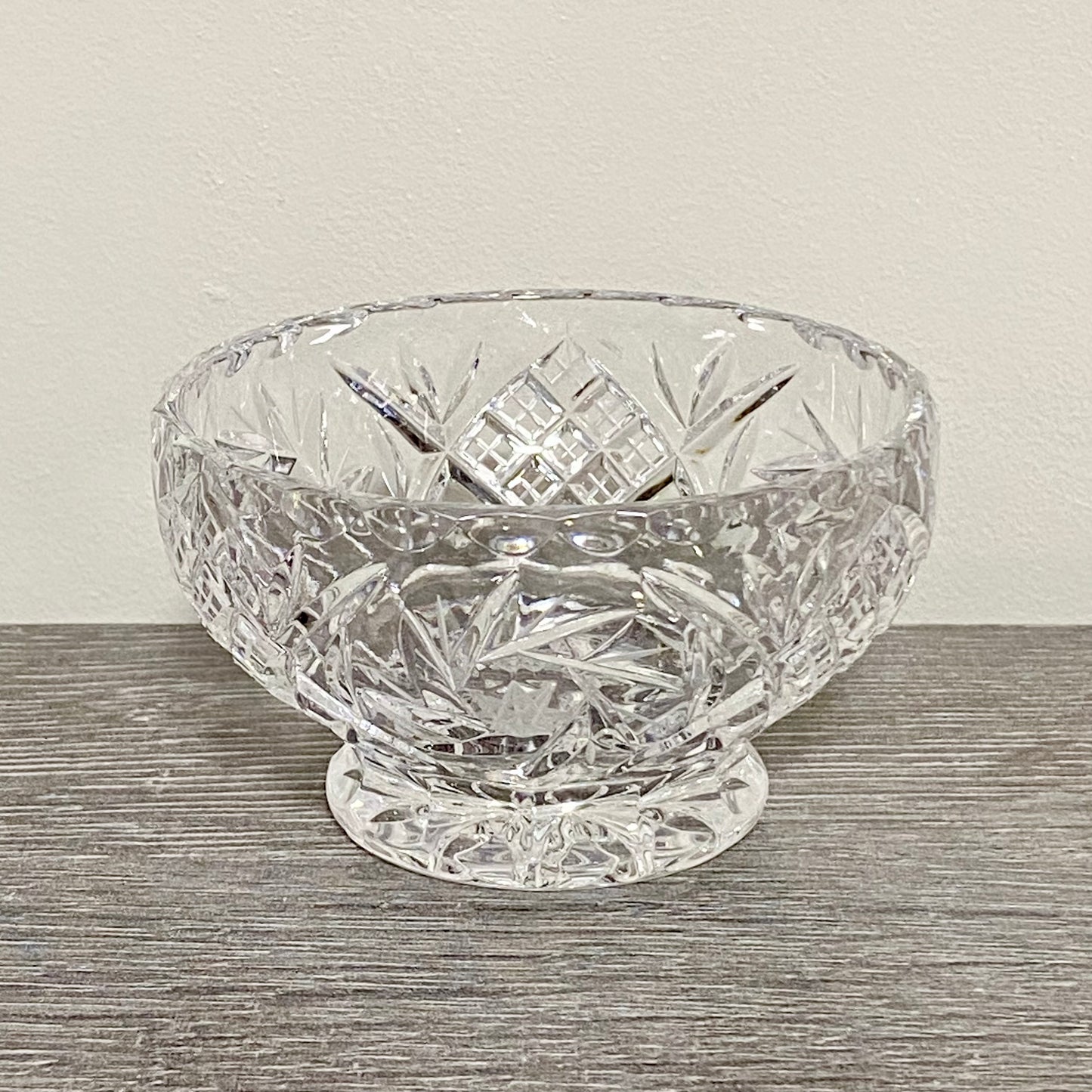 Vintage Bohemia Lead Glass Heavy Flower Rose Vase Bowl With Removable Metal Grid