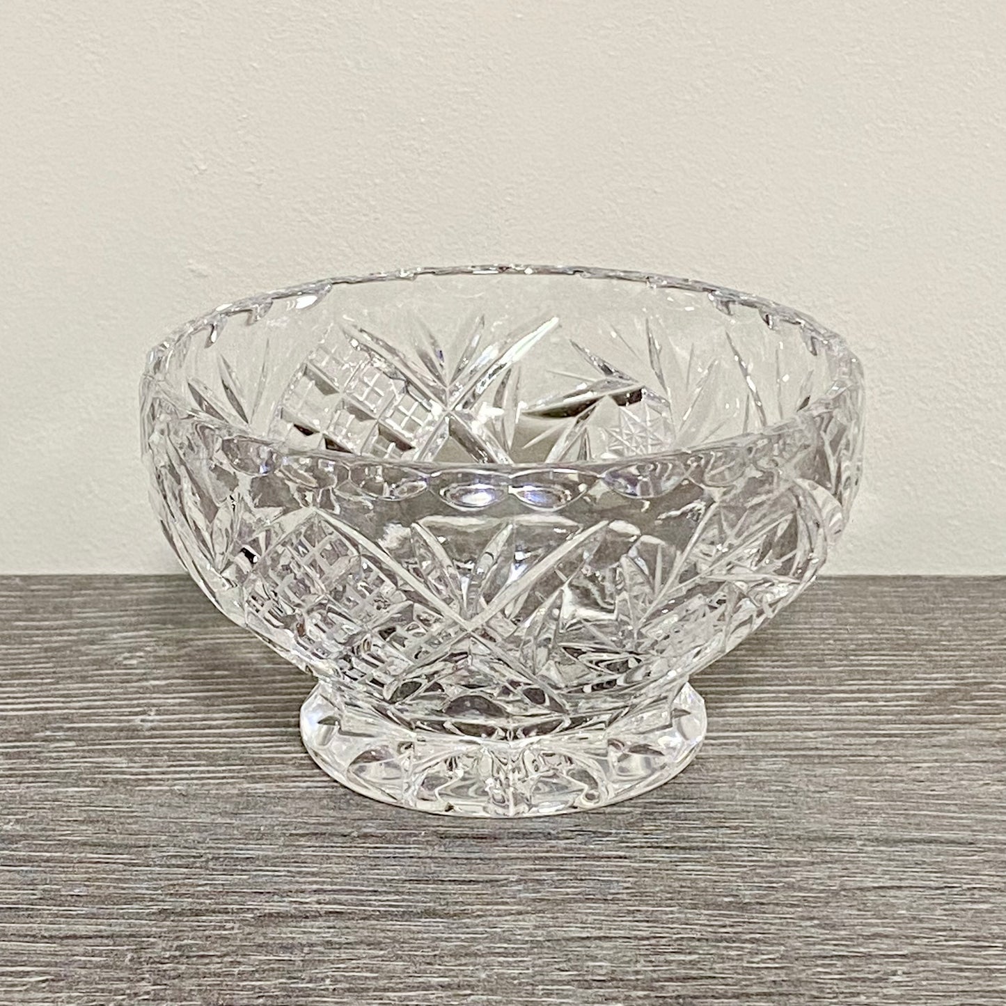 Vintage Bohemia Lead Glass Heavy Flower Rose Vase Bowl With Removable Metal Grid