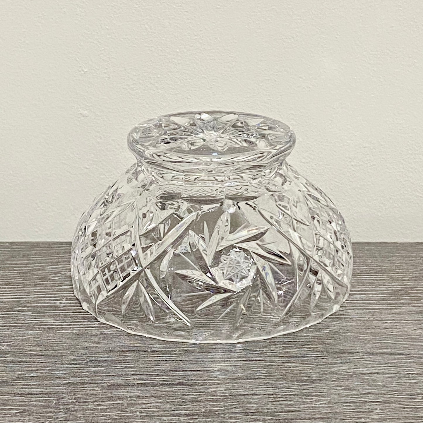 Vintage Bohemia Lead Glass Heavy Flower Rose Vase Bowl With Removable Metal Grid