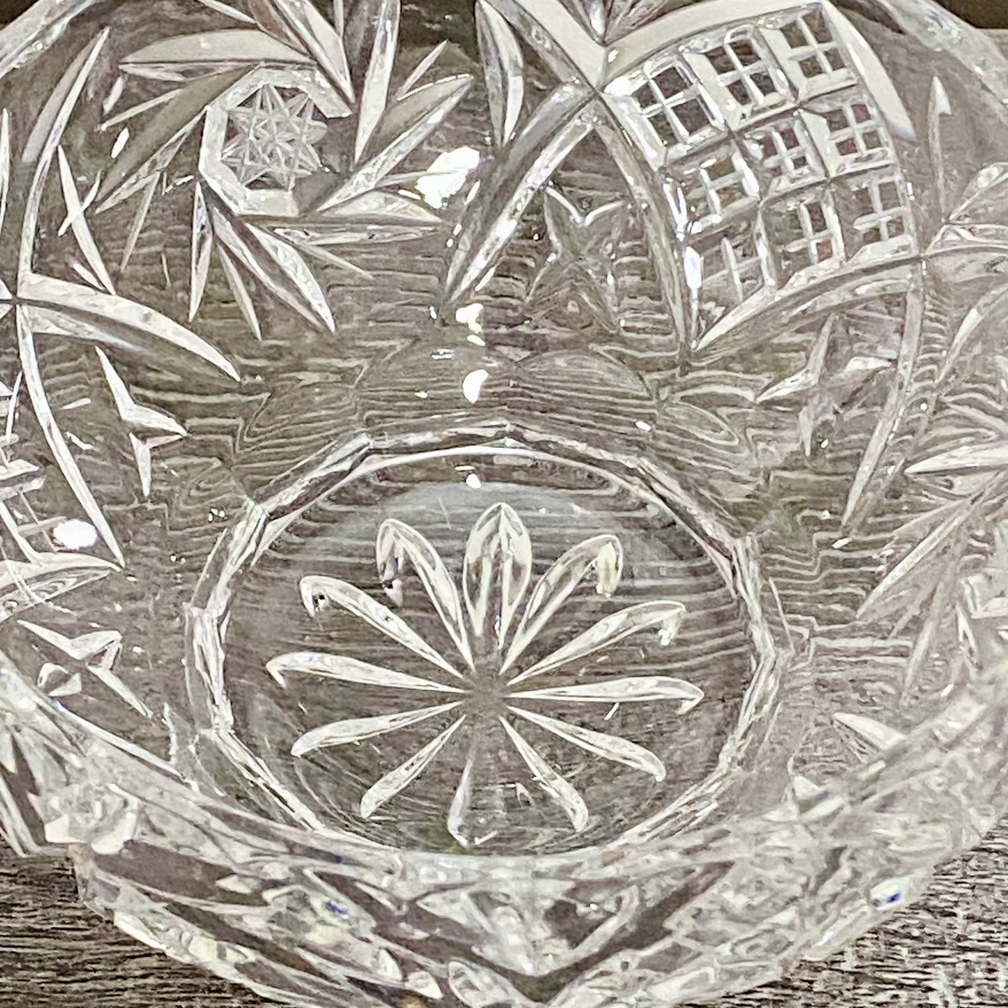 Vintage Bohemia Lead Glass Heavy Flower Rose Vase Bowl With Removable Metal Grid
