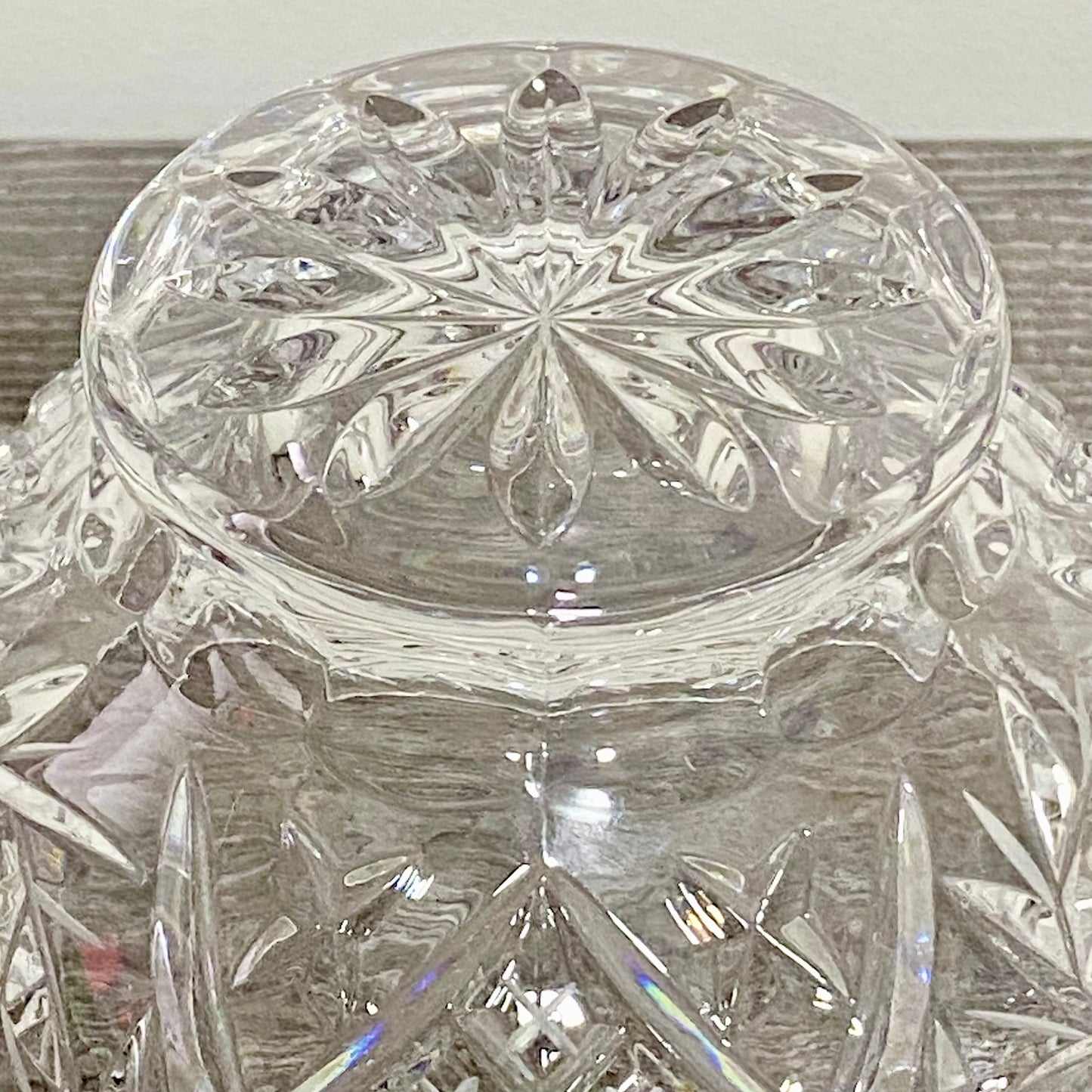 Vintage Bohemia Lead Glass Heavy Flower Rose Vase Bowl With Removable Metal Grid