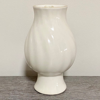 Vintage Zenith 1577 White Ceramic Swirl Ribbed Patterned Vase 1960s Netherlands