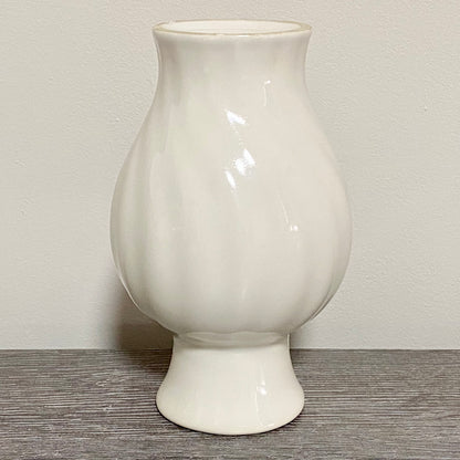 Vintage Zenith 1577 White Ceramic Swirl Ribbed Patterned Vase 1960s Netherlands