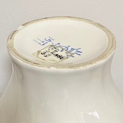 Vintage Zenith 1577 White Ceramic Swirl Ribbed Patterned Vase 1960s Netherlands