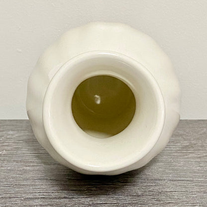 Vintage Zenith 1577 White Ceramic Swirl Ribbed Patterned Vase 1960s Netherlands
