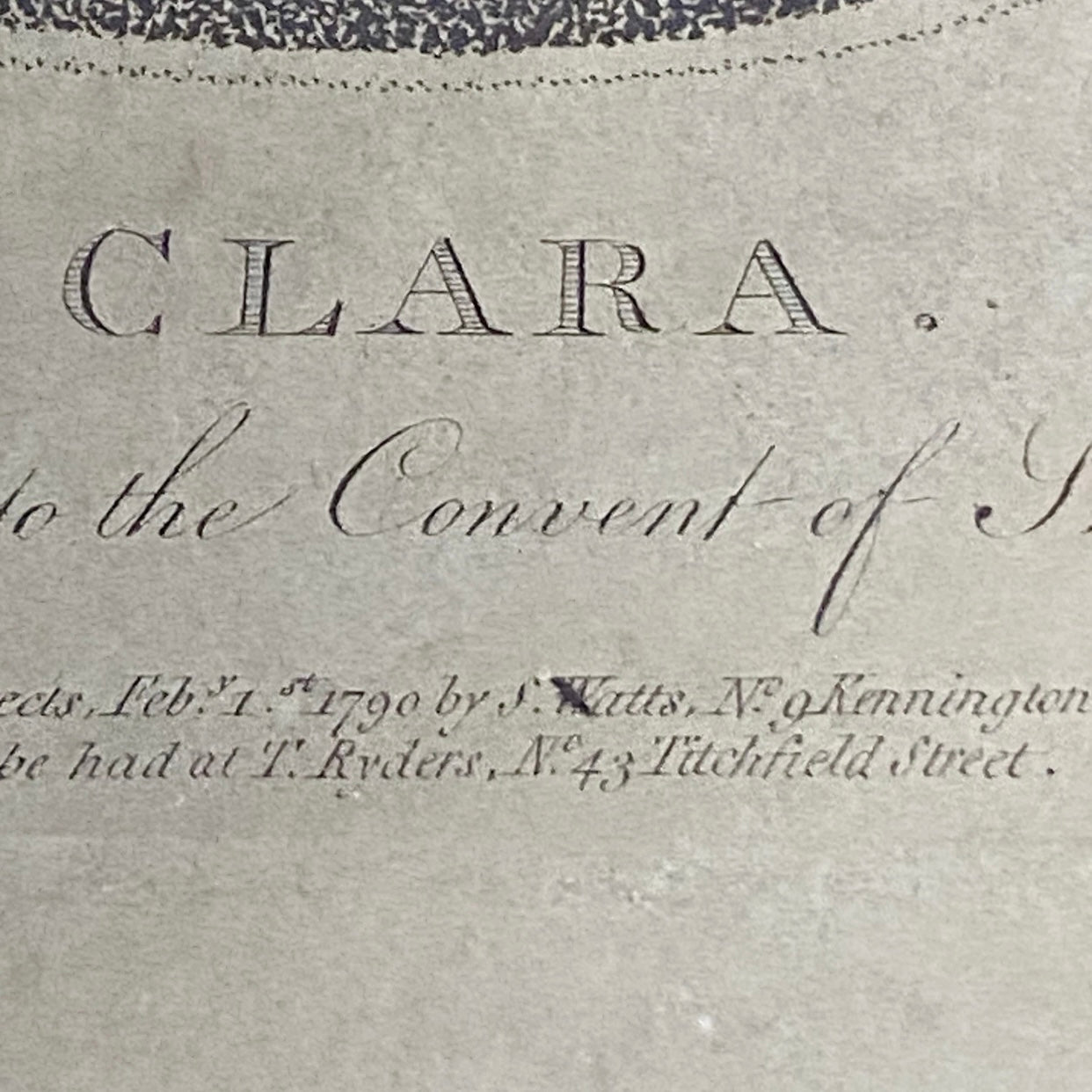 Antique Signora Storace As Clara Duenna Portrait Engraving Art Print 1790 Rare