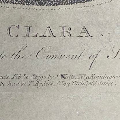 Antique Signora Storace As Clara Duenna Portrait Engraving Art Print 1790 Rare