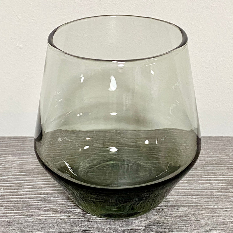 Vintage Nude Beak Smoke Stemless Glass Smoked Grey Tint Wine Drinking Tumbler