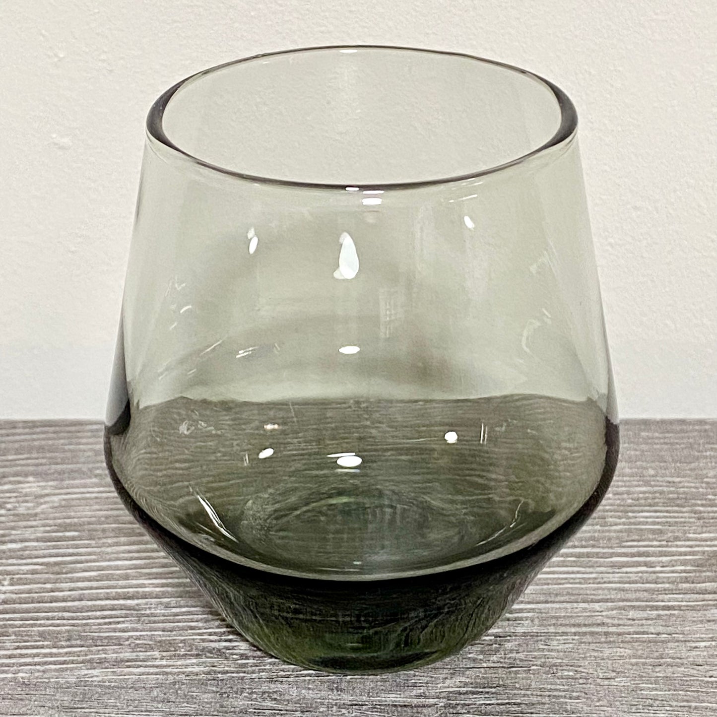 Vintage Nude Beak Smoke Stemless Glass Smoked Grey Tint Wine Drinking Tumbler