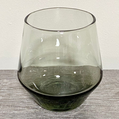 Vintage Nude Beak Smoke Stemless Glass Smoked Grey Tint Wine Drinking Tumbler