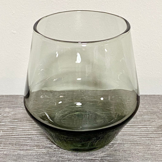Vintage Nude Beak Smoke Stemless Glass Smoked Grey Tint Wine Drinking Tumbler