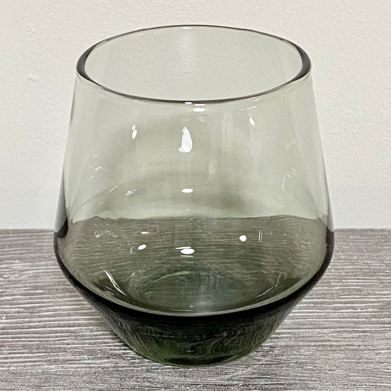 Vintage Nude Beak Smoke Stemless Glass Smoked Grey Tint Wine Drinking Tumbler