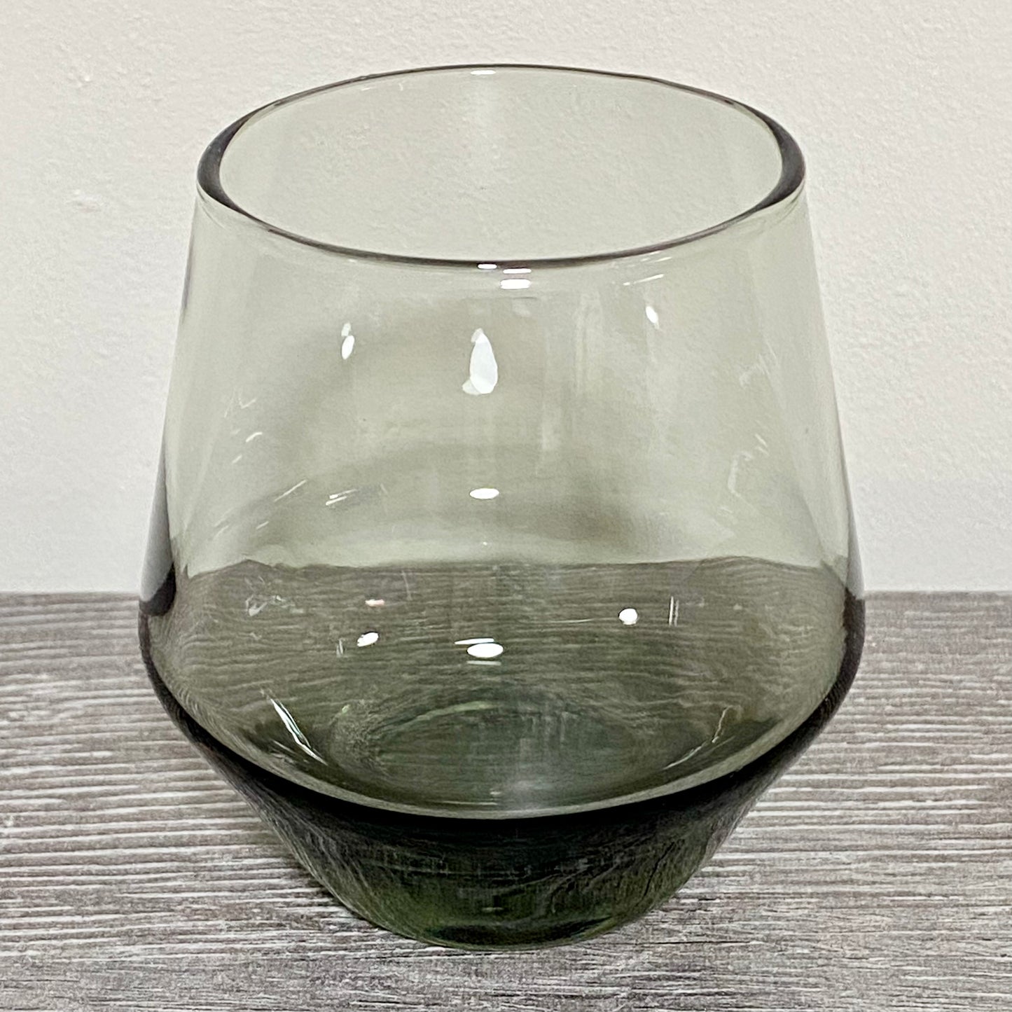 Vintage Nude Beak Smoke Stemless Glass Smoked Grey Tint Wine Drinking Tumbler