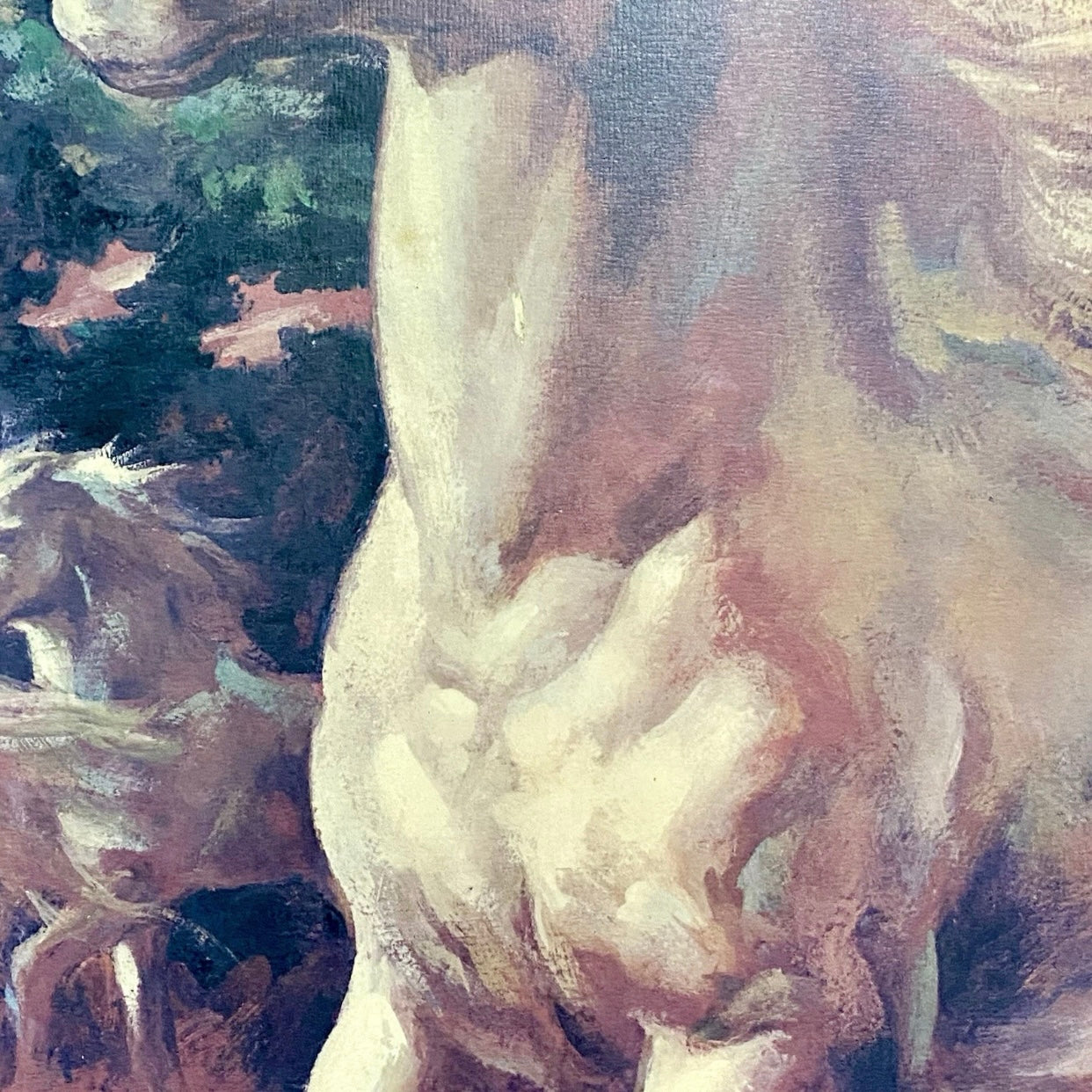 Vintage White Stallion In Moonlight Horse Print Signed Lumen Winter Framed Rare