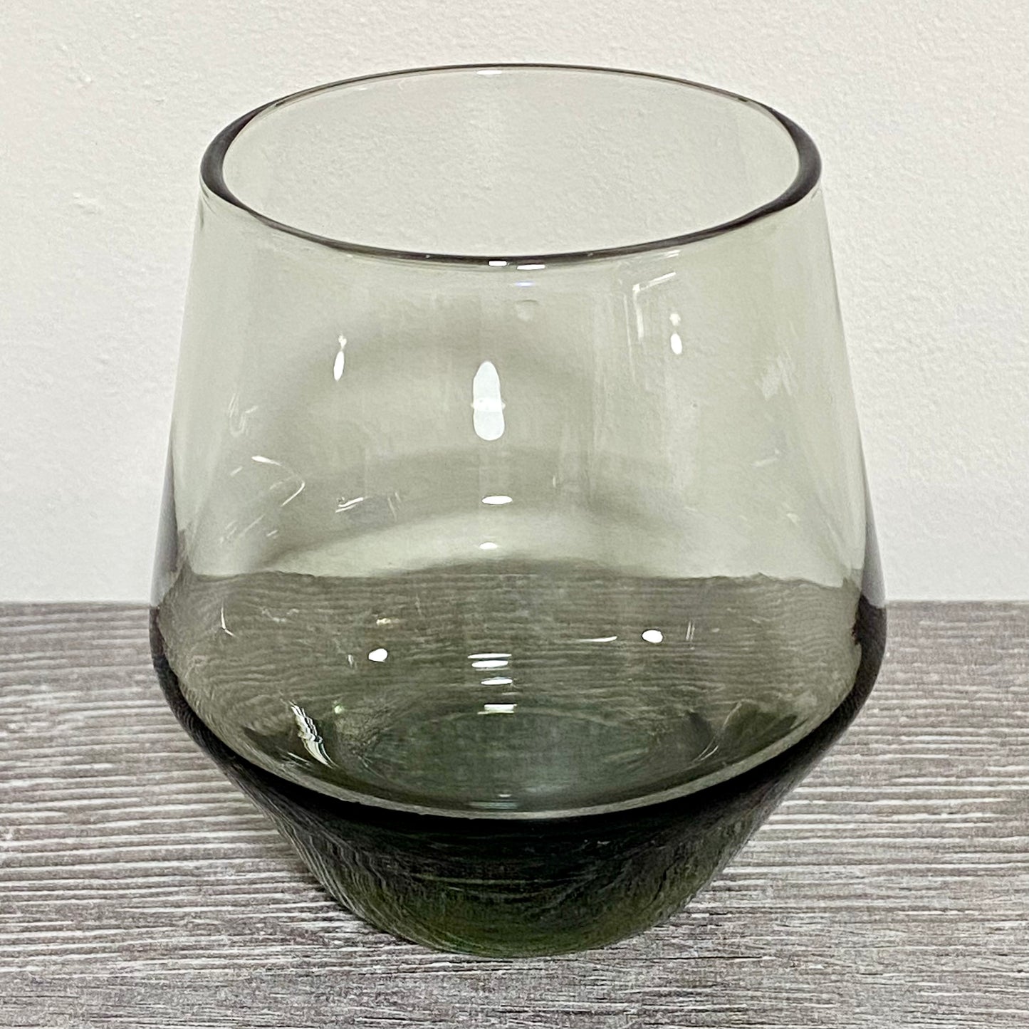 Vintage Nude Beak Smoke Stemless Glass Smoked Grey Tint Wine Drinking Tumbler