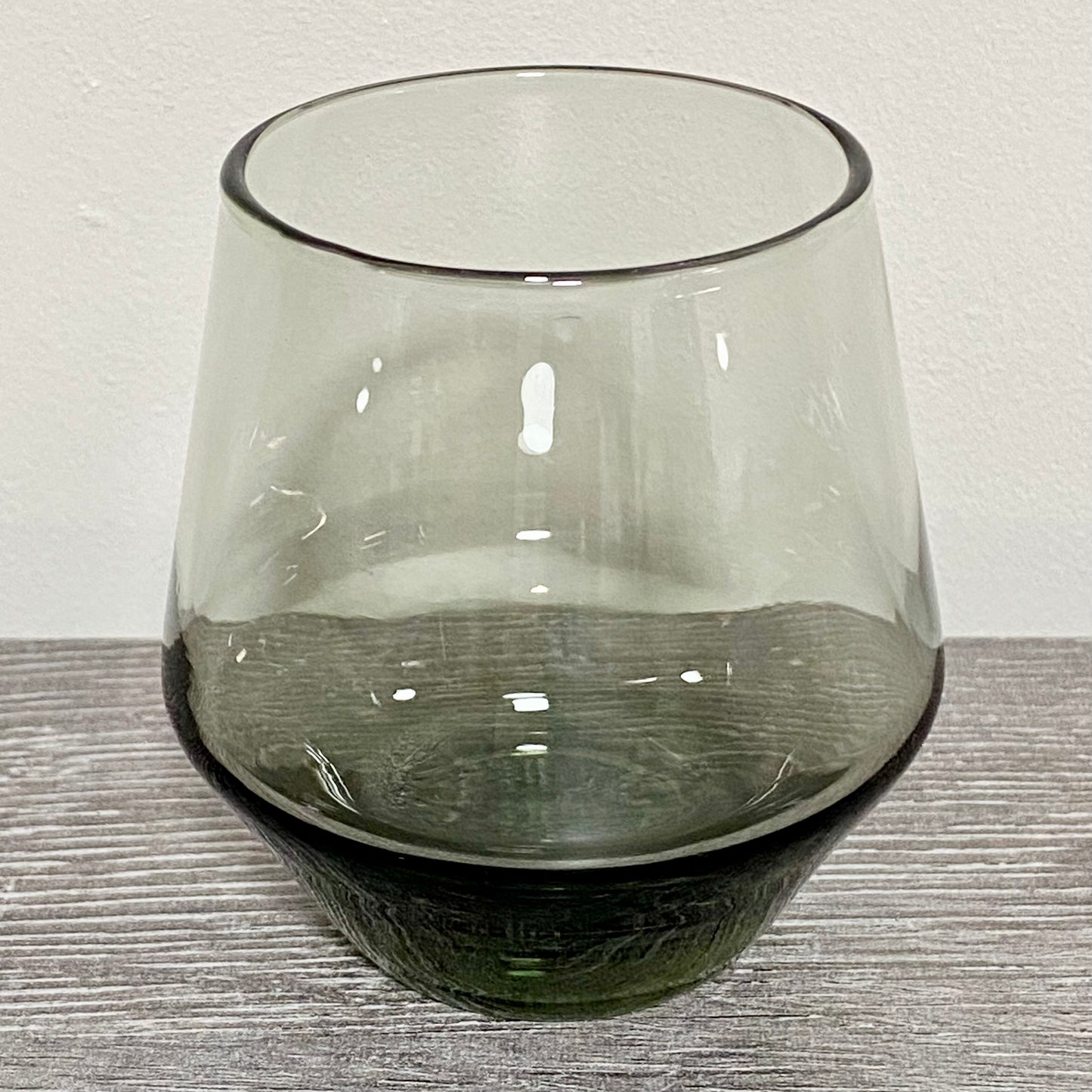 Vintage Nude Beak Smoke Stemless Glass Smoked Grey Tint Wine Drinking Tumbler