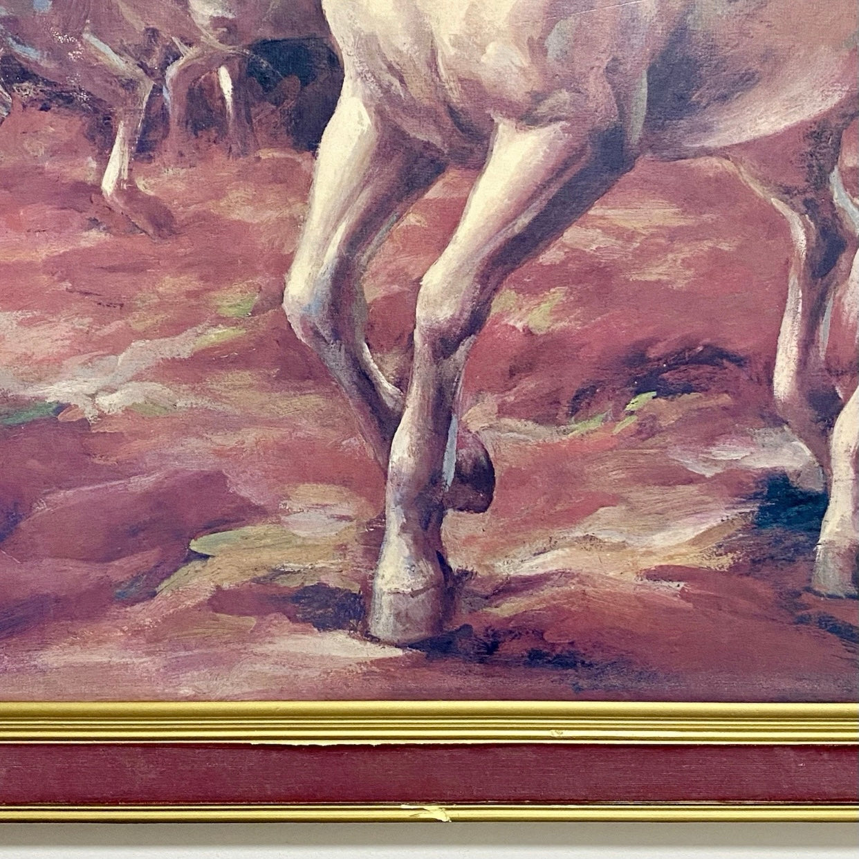 Vintage White Stallion In Moonlight Horse Print Signed Lumen Winter Framed Rare