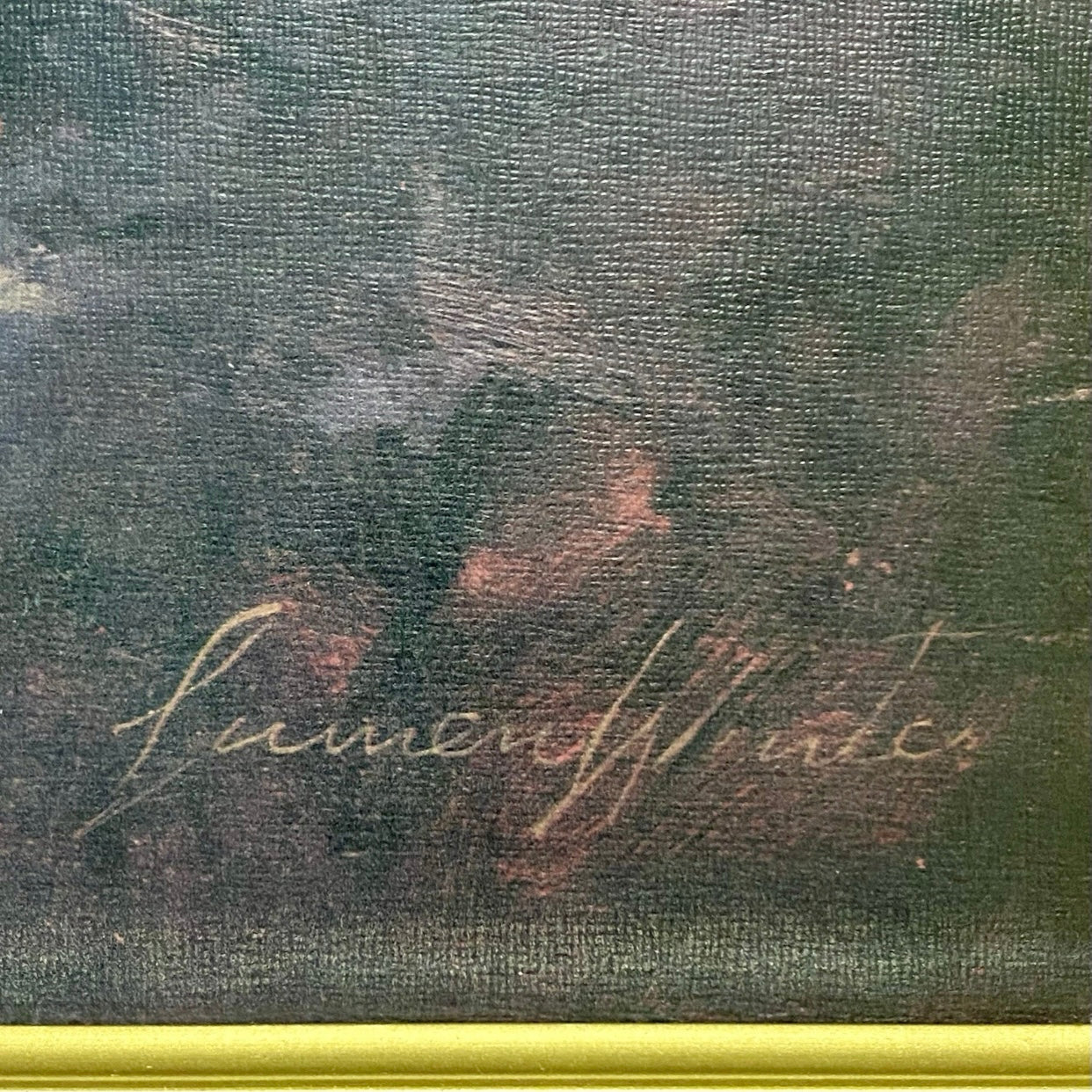 Vintage White Stallion In Moonlight Horse Print Signed Lumen Winter Framed Rare