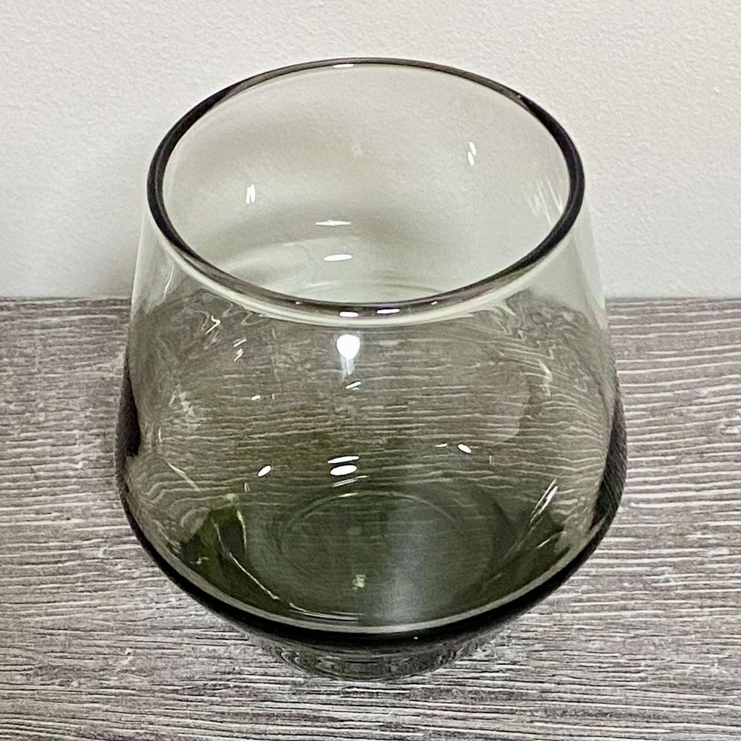 Vintage Nude Beak Smoke Stemless Glass Smoked Grey Tint Wine Drinking Tumbler