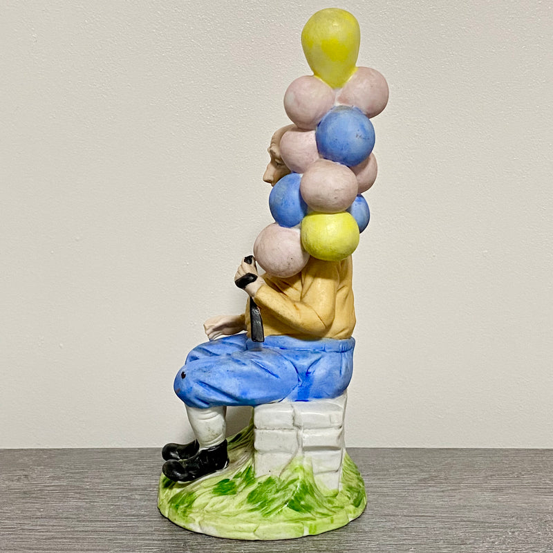 Vintage Capodimonte Porcelain Figurine Old Man Figure Ornament & Balloons 1970s