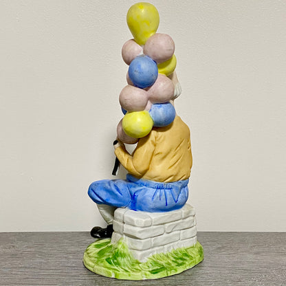 Vintage Capodimonte Porcelain Figurine Old Man Figure Ornament & Balloons 1970s