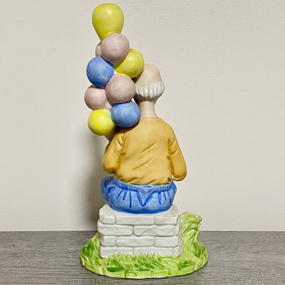 Vintage Capodimonte Porcelain Figurine Old Man Figure Ornament & Balloons 1970s