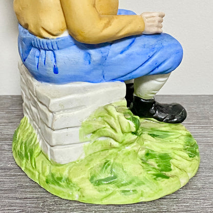 Vintage Capodimonte Porcelain Figurine Old Man Figure Ornament & Balloons 1970s