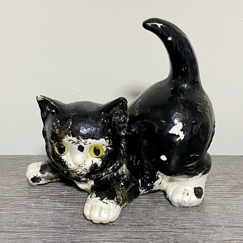 Vintage Small Ceramic Black And White Cat Figurine Figure Ornament Home Decor