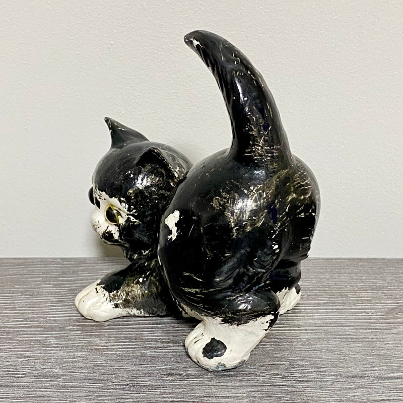 Vintage Small Ceramic Black And White Cat Figurine Figure Ornament Home Decor