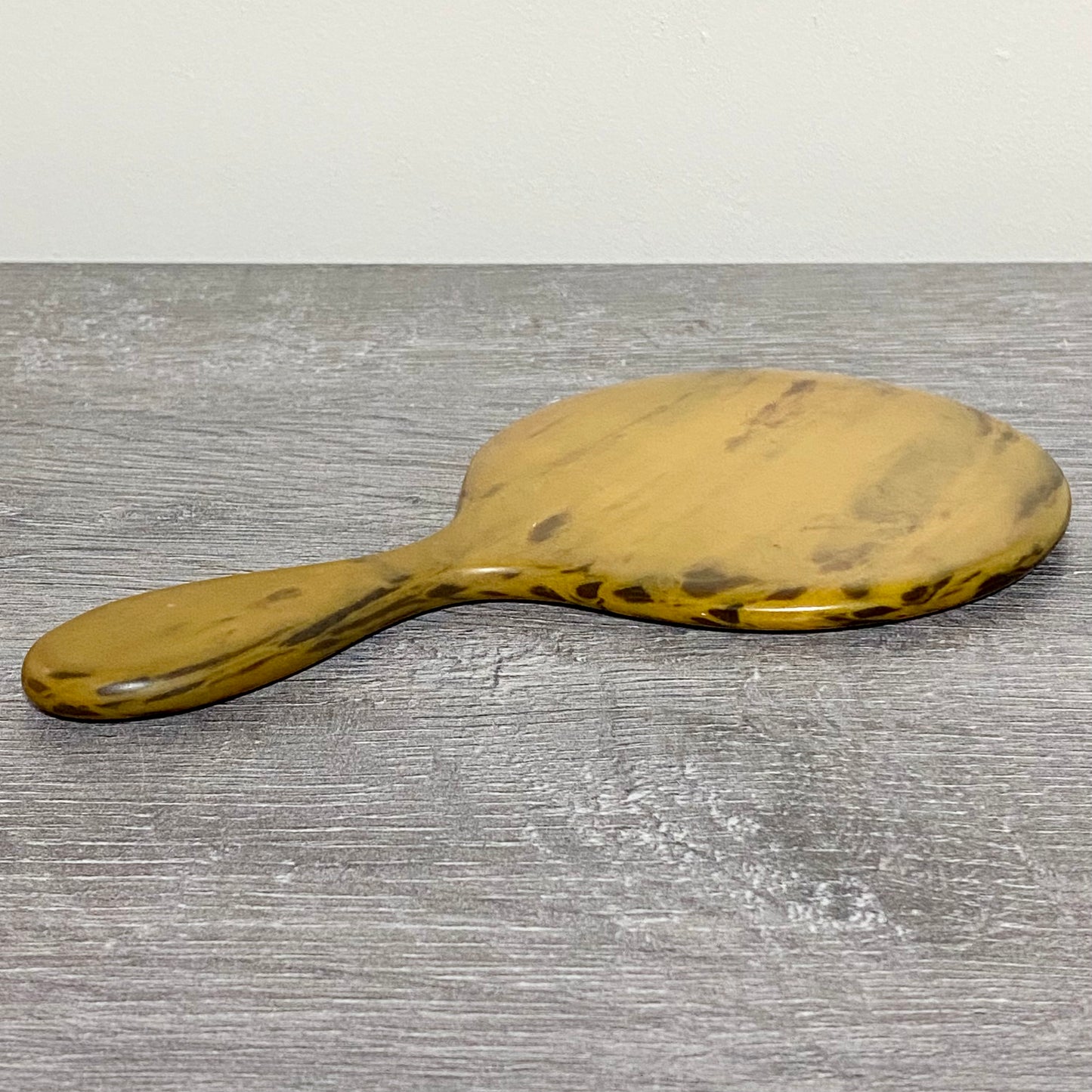 Vintage Faux Tortoiseshell Retro Round Handheld Mirror 1950s English Mid Century
