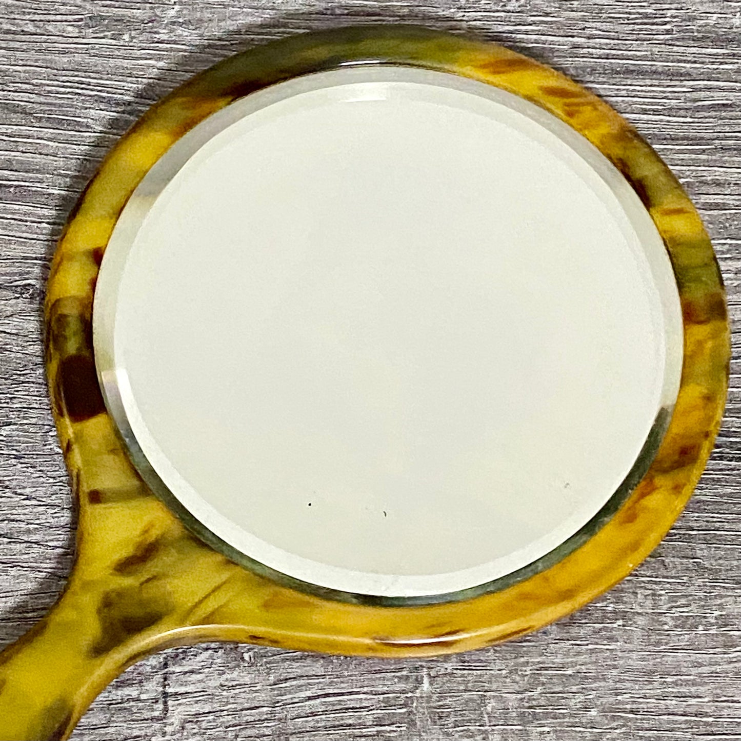 Vintage Faux Tortoiseshell Retro Round Handheld Mirror 1950s English Mid Century