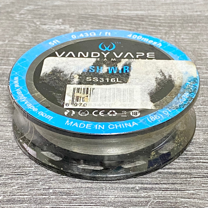 Vandy SS316L Mesh Wire 0.43 Ohms Per Foot Ft 400 Mesh 5ft Length Sealed