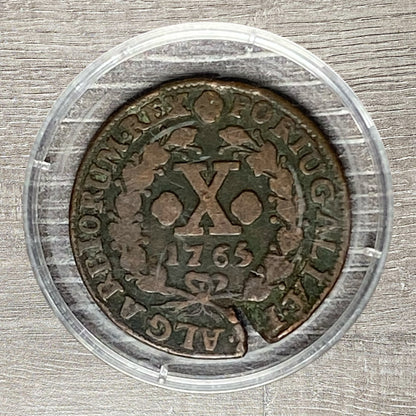 Antique 10 Reis Portugal Key Date 1765 Jose Joseph Copper 11g 34mm Rare