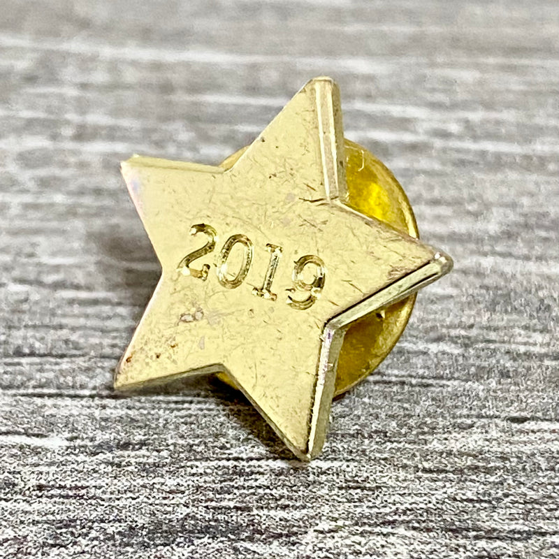 Golden Star Metal Gold Tone 2019 Lapel Pin Badge
