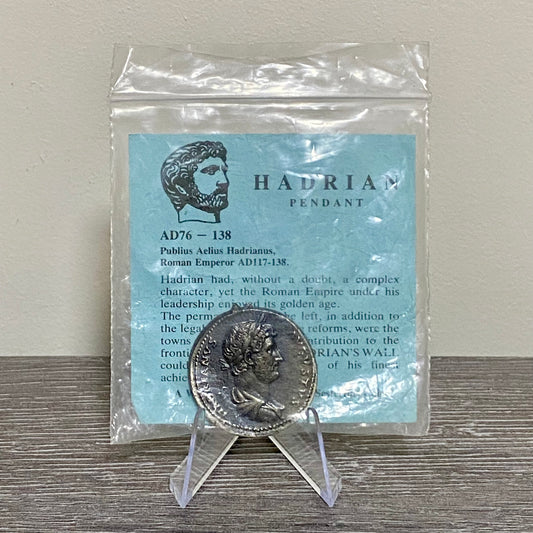 Roman Emperor Hadrian Pendant Necklace Charm Coin Round AD 76-138 Rare