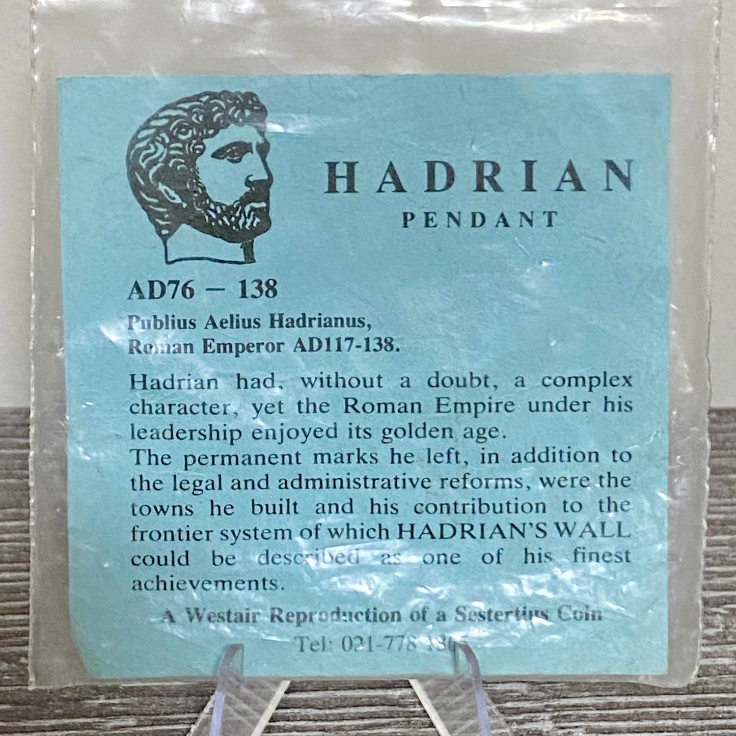 Roman Emperor Hadrian Pendant Necklace Charm Coin Round AD 76-138 Rare