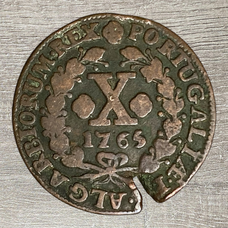 Antique 10 Reis Portugal Key Date 1765 Jose Joseph Copper 11g 34mm Rare