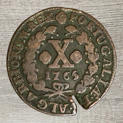 Antique 10 Reis Portugal Key Date 1765 Jose Joseph Copper 11g 34mm Rare