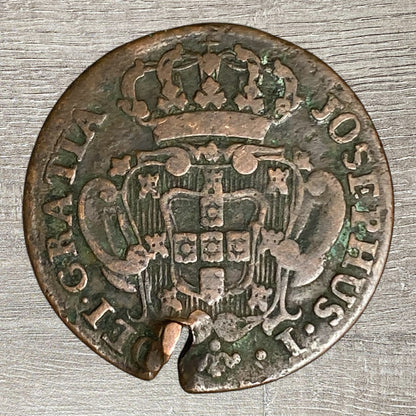 Antique 10 Reis Portugal Key Date 1765 Jose Joseph Copper 11g 34mm Rare
