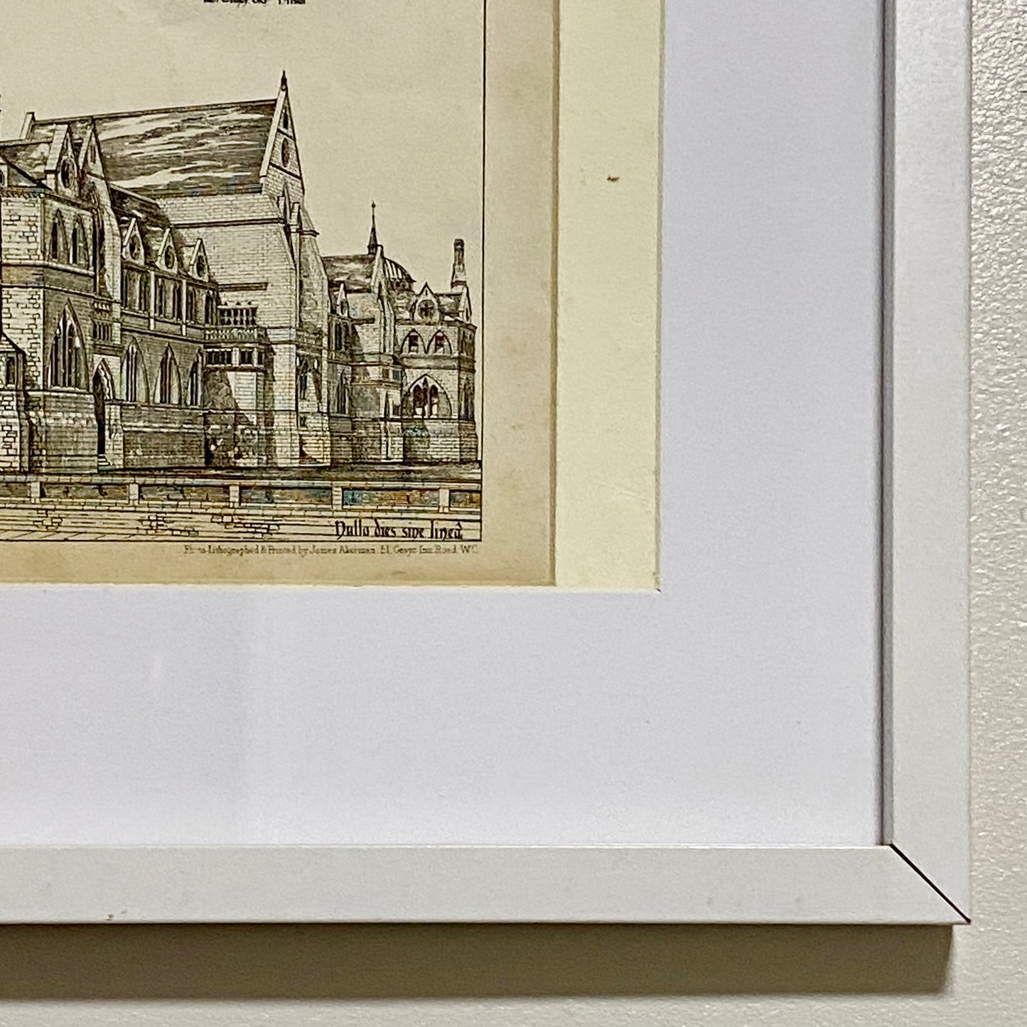 Antique The Building News 1877 Architectural Drawing Education Nottingham Framed