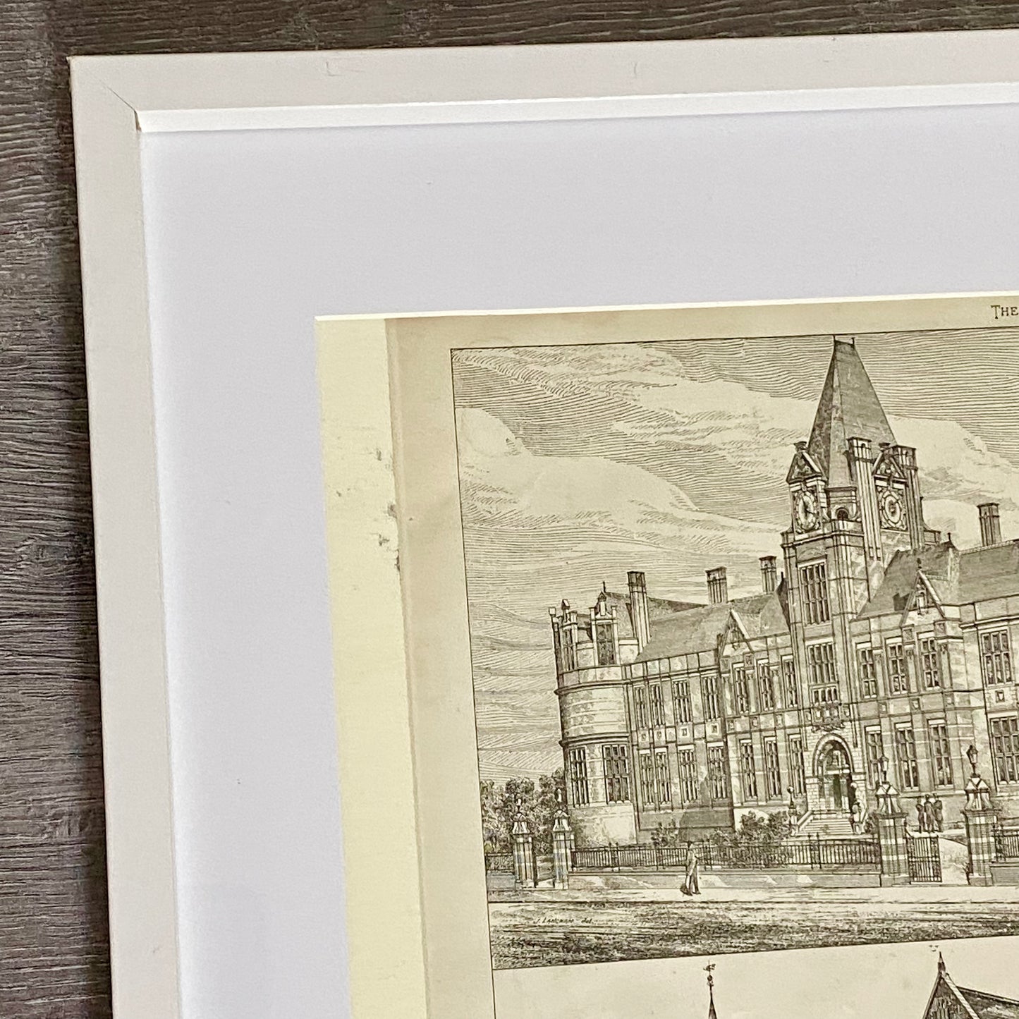 Antique The Building News 1877 Architectural Drawing Education Nottingham Framed