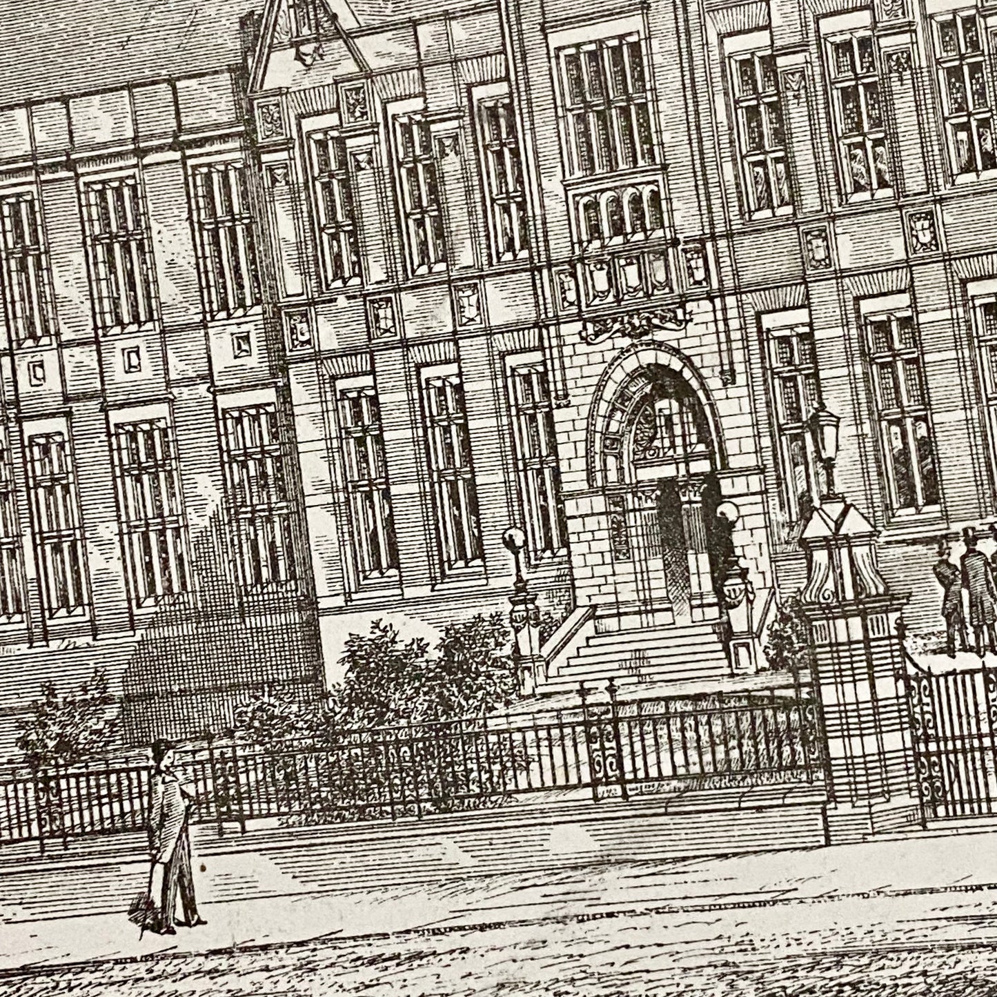 Antique The Building News 1877 Architectural Drawing Education Nottingham Framed