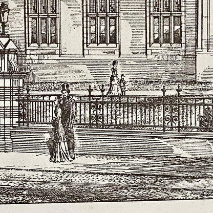 Antique The Building News 1877 Architectural Drawing Education Nottingham Framed