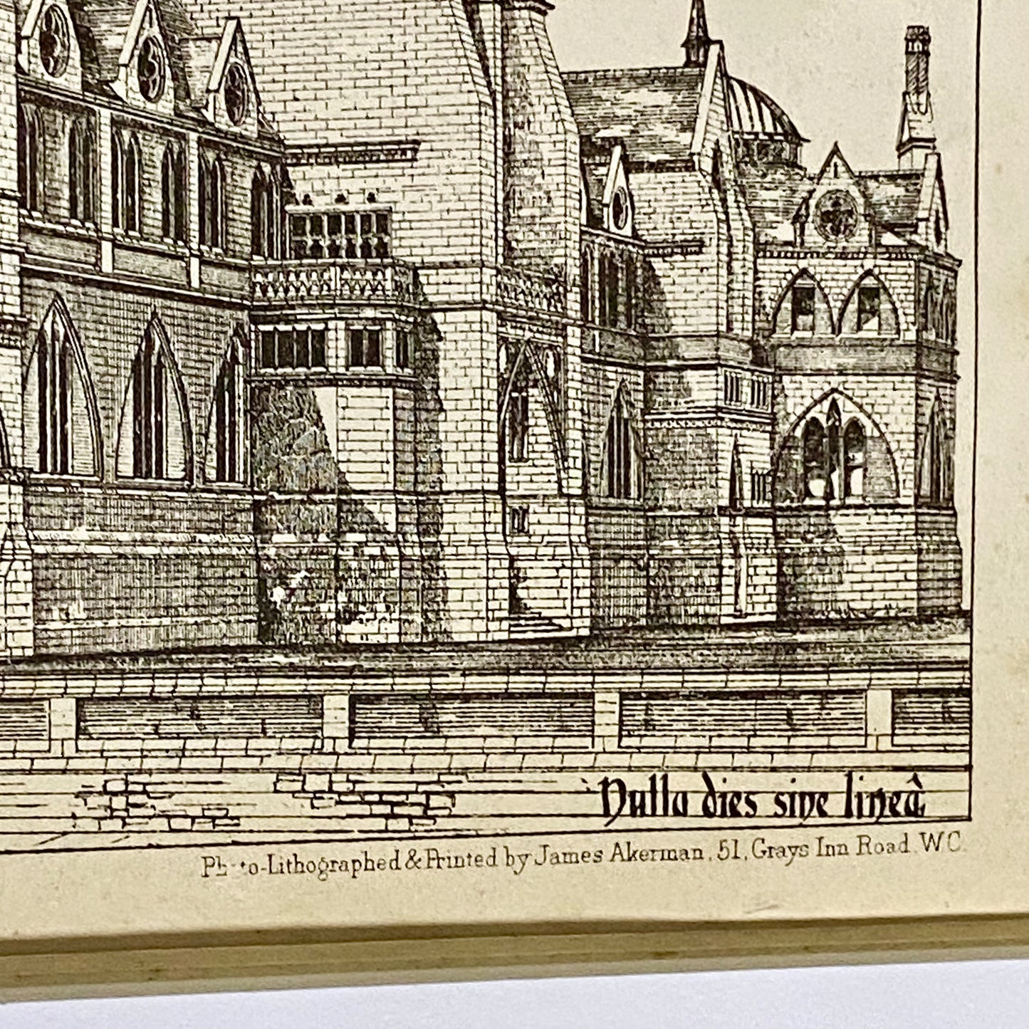Antique The Building News 1877 Architectural Drawing Education Nottingham Framed