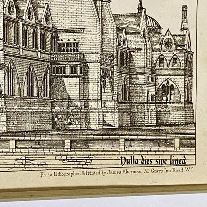Antique The Building News 1877 Architectural Drawing Education Nottingham Framed
