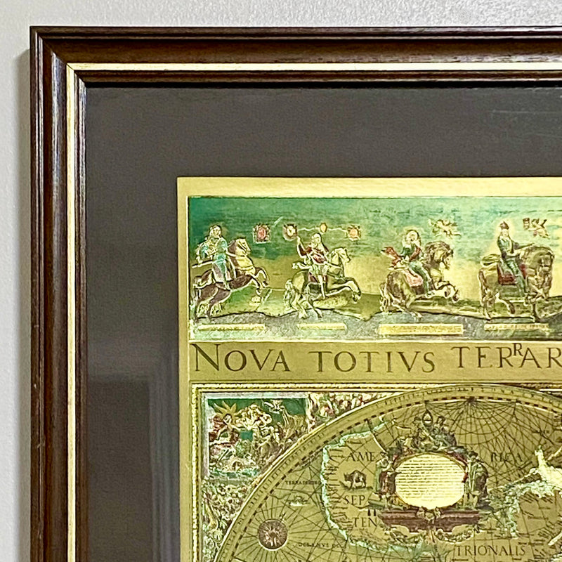 Vintage Blaeu Wall Map Gold Foil Nova Totivs Terrarum Novi Orbis Framed & Glazed
