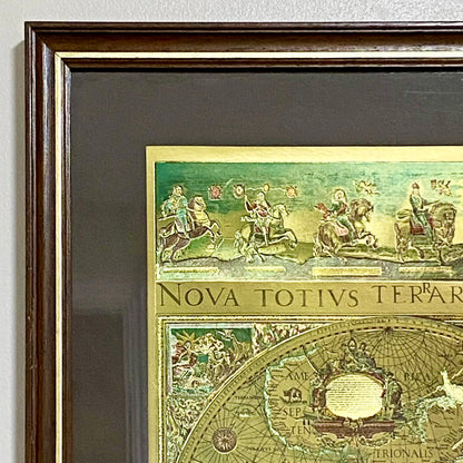 Vintage Blaeu Wall Map Gold Foil Nova Totivs Terrarum Novi Orbis Framed & Glazed