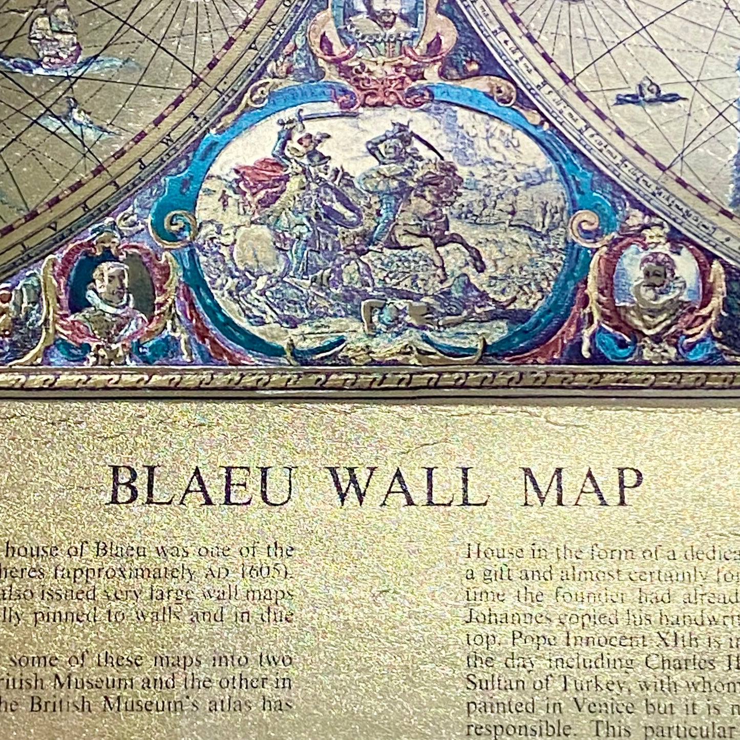 Vintage Blaeu Wall Map Gold Foil Nova Totivs Terrarum Novi Orbis Framed & Glazed