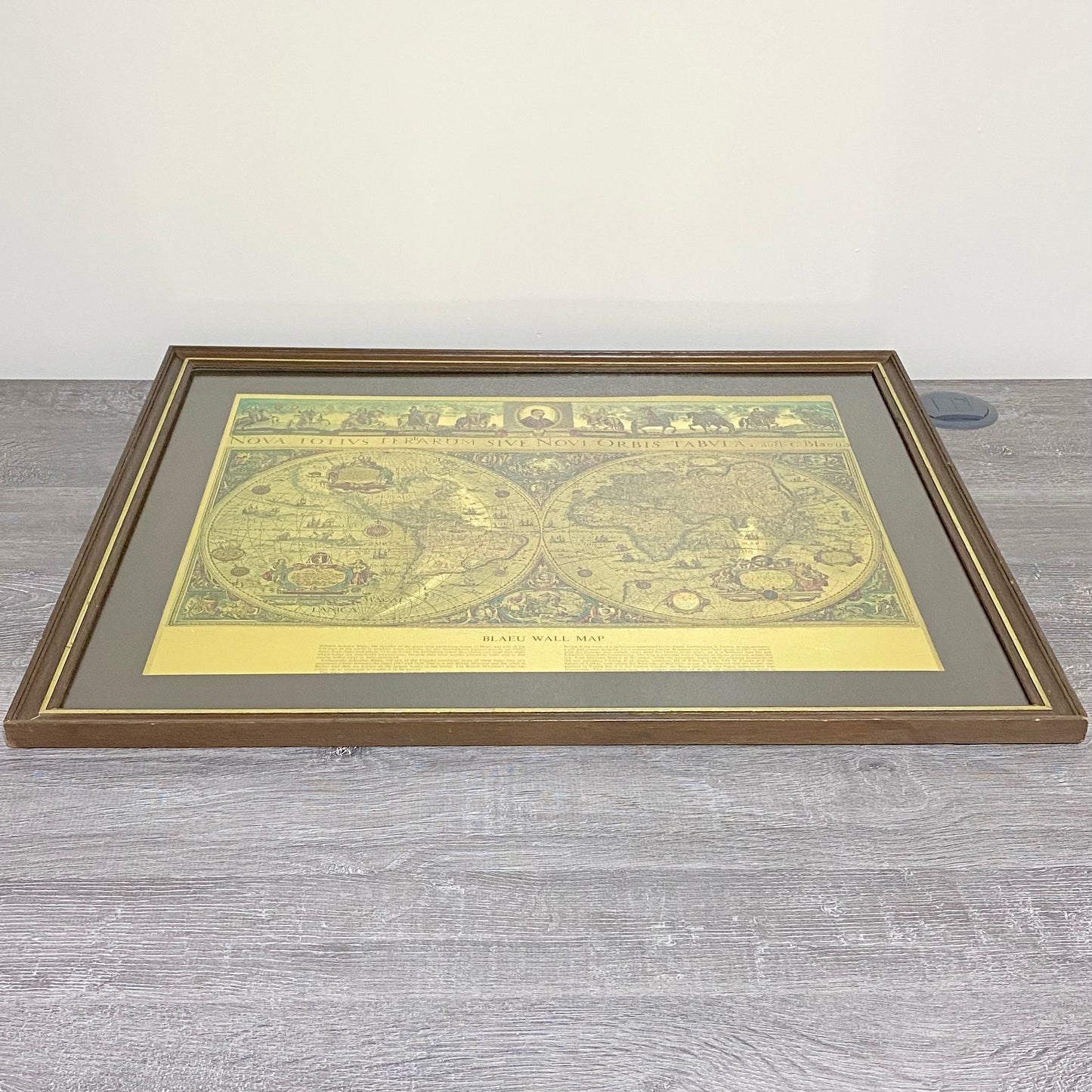 Vintage Blaeu Wall Map Gold Foil Nova Totivs Terrarum Novi Orbis Framed & Glazed